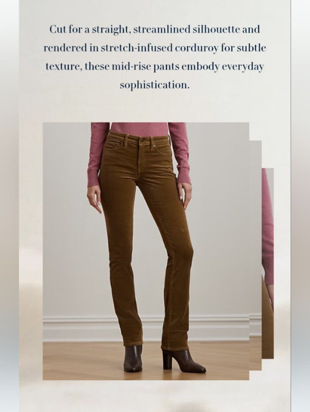 Lauren Ralph Lauren Brown Corduroy Straight-Leg Pants Women's Size 16 New